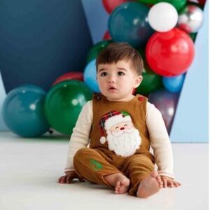 Mudpie Santa Baby Corduroy Overalls NWT Size 9-12 months